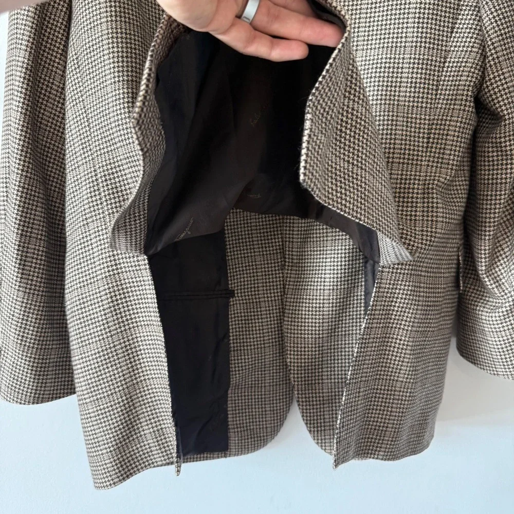 Salvatore‎ Ferragamo Mens Houndstooth Blazer Brown Tan Made in Italy Sport Coat